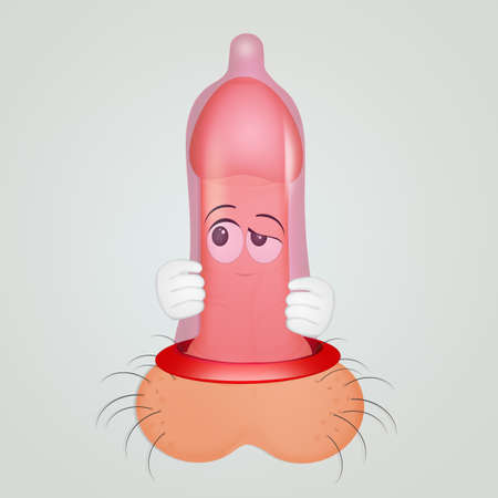 illustration of condoms on penis vector illustrationの写真素材