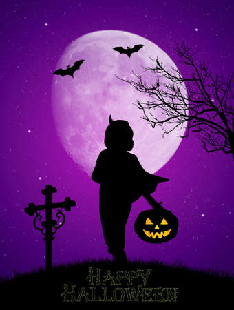 children with Halloween maskの写真素材