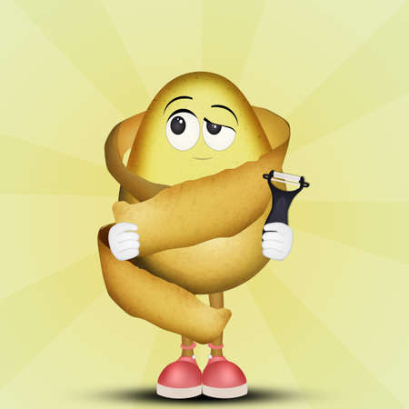 peeled potatoの写真素材