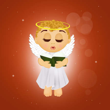 little angel reads the bookの写真素材