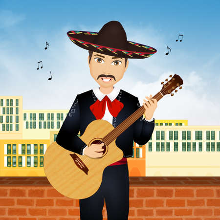 illustration of Mariachi play guitarの写真素材