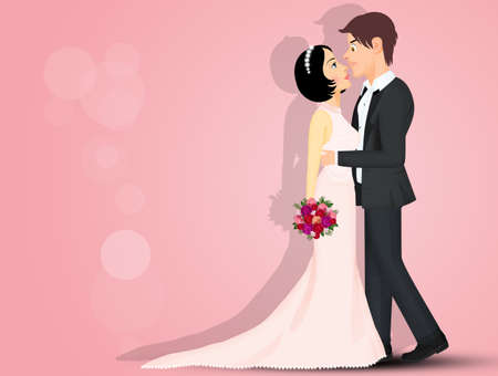 illustration of bride and groomの写真素材
