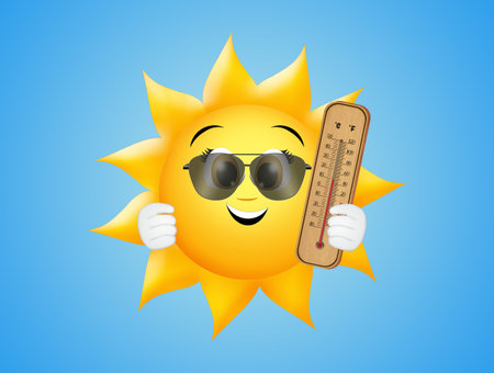 illustration of sun with thermometer