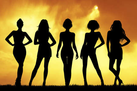 silhouette of womenの写真素材