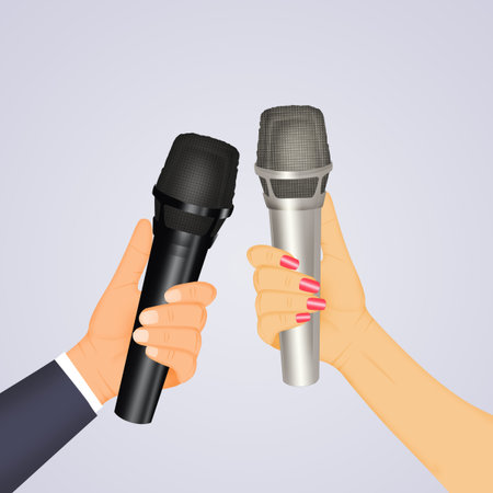 illustration of journalist microphones