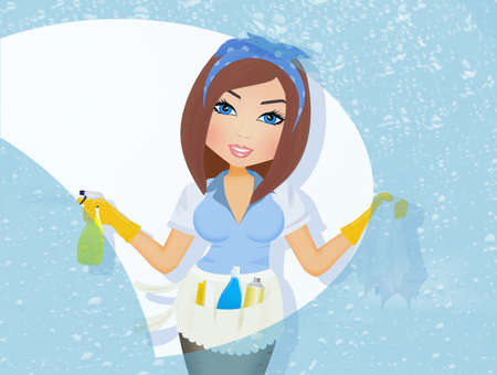 housewife cleans the glassesの写真素材