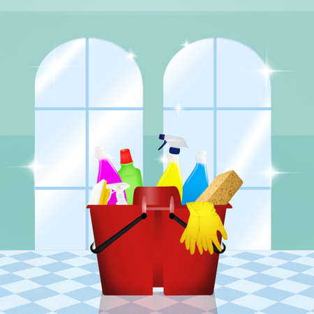 illustration of cleaning productsの写真素材