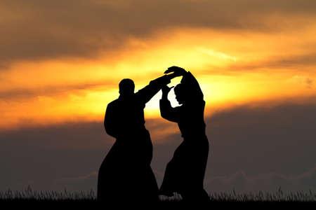 Aikido at sunsetの写真素材