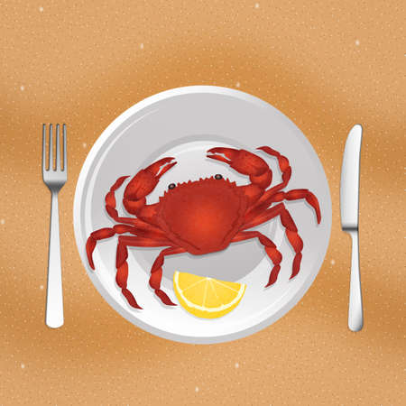 illustration of crab in the plateの写真素材