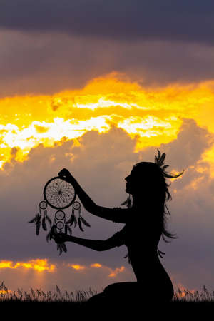 Indian woman with the traditional circle of dreamsの写真素材