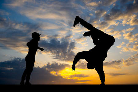 hip hop performer at sunsetの写真素材