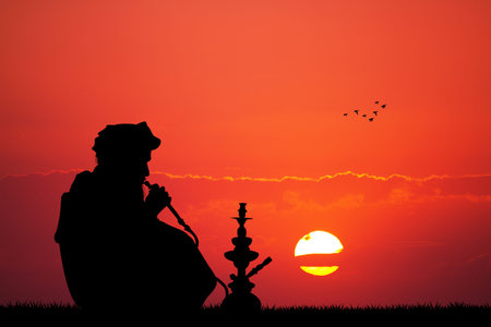 Muslim man with hookah