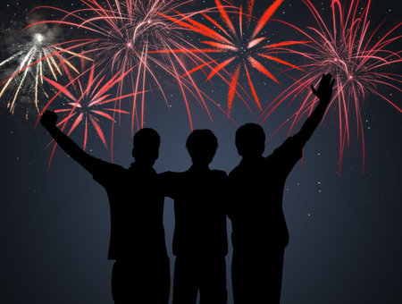 illustration of fireworks explosion for the New Year