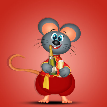 illustration of Chinese Year of the ratの写真素材