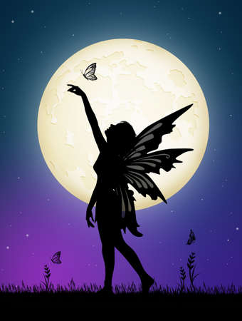 fairy dancing in the moonlightの写真素材
