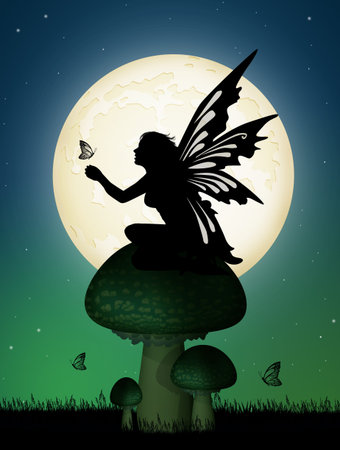 illustration of fairy in the woodの写真素材