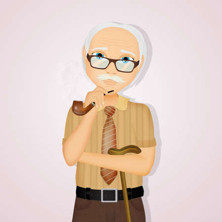 illustration of old manの写真素材