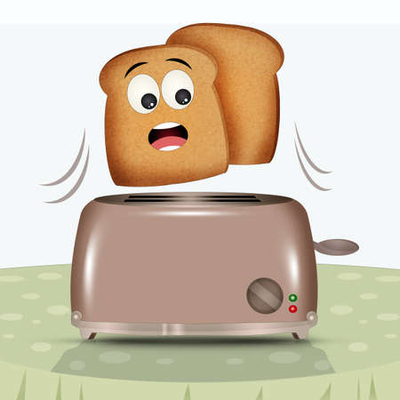 cute illustration of toasterの写真素材