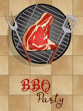 illustration of BBQ party invitationの写真素材