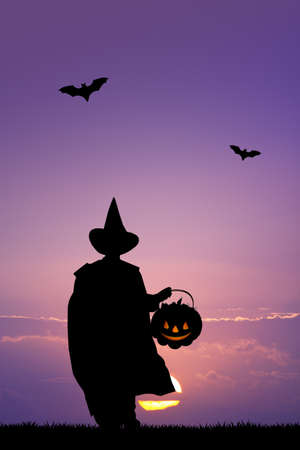 Halloween cat with trick or treatの写真素材