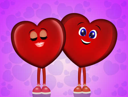 illustration of funny hearts coupleの写真素材