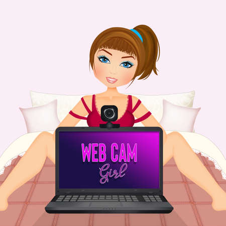 funny illustration of webcam girlの写真素材
