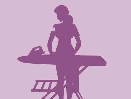 illustration of woman ironingの写真素材