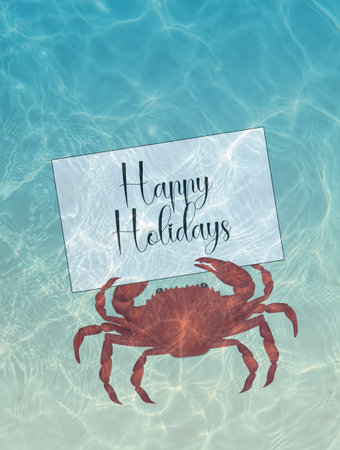 funny illustration of happy holidays postcardの写真素材
