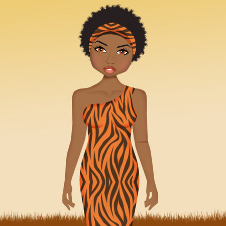 African woman with brindle dressの写真素材