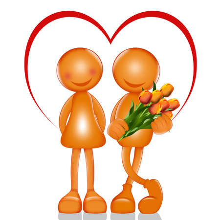 stylized illustration of loving coupleの写真素材