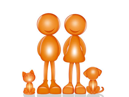 pair of stylized men with a dogの写真素材