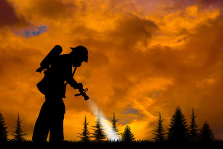 illustration of fire on the burning mountainの写真素材