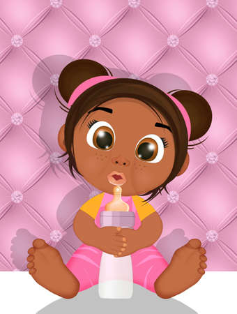illustration of baby girl blackの写真素材