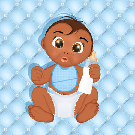 illustration of baby black with bibの写真素材