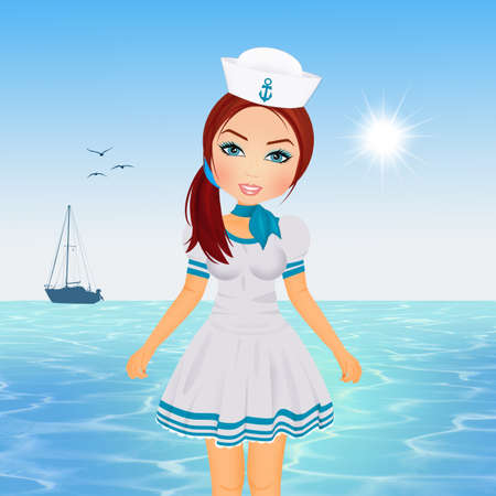 woman with sailor dressの写真素材