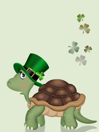 turtle celebrates St. Patrick's Dayの写真素材