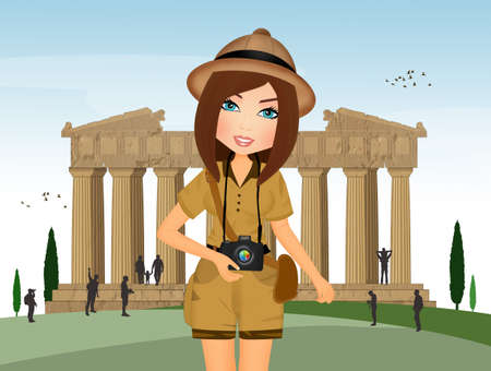 illustration of tourist visits the Athens cityの写真素材