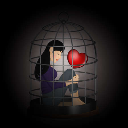 woman trapped in the cageの写真素材