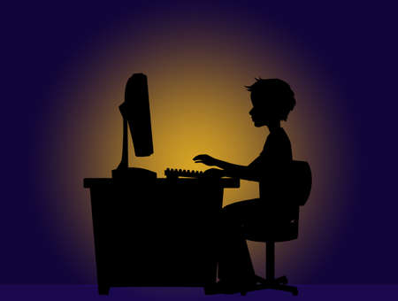 illustration of how to monitor your children on the computerの写真素材