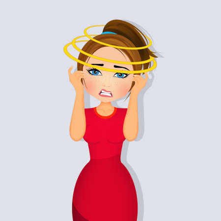 illustration of woman with migraineの写真素材