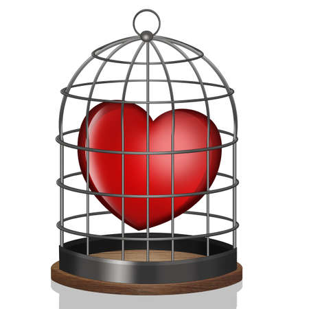 illustration of caged heartの写真素材