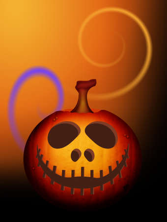 Halloween pumpkin with scary faceの写真素材