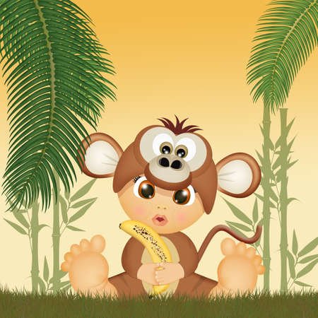 child dressed as a monkeyの写真素材