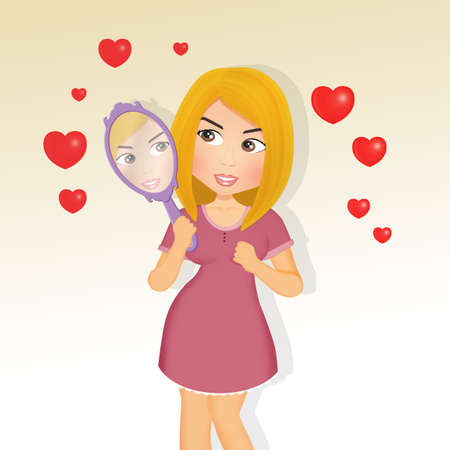 illustration of narcissist womanの写真素材