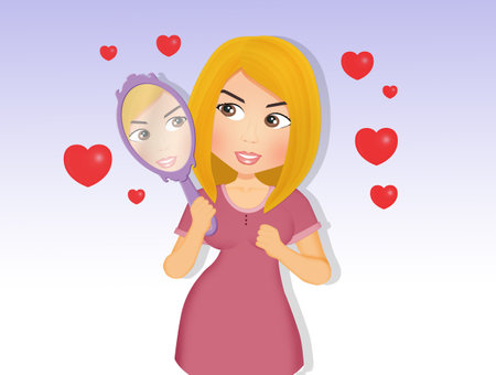 illustration of narcissist womanの写真素材
