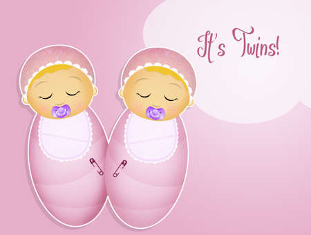 two twin sisters were bornの写真素材