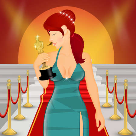 illustration of actress on the red carpetの写真素材