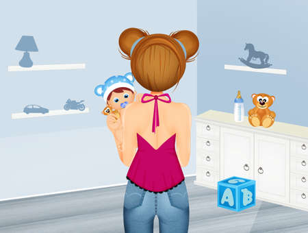 woman with baby in her armsの写真素材