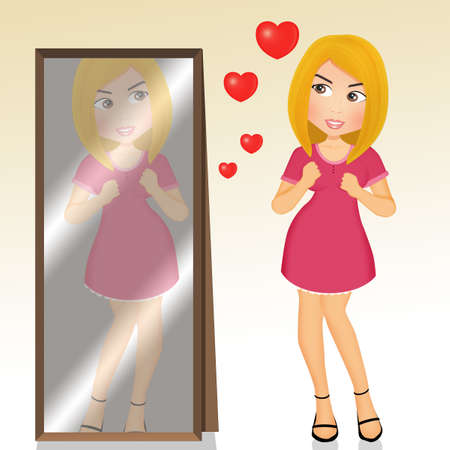 illustration of narcissist womanの写真素材