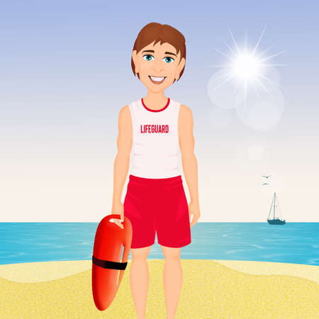 lifeguard man illustrationの写真素材